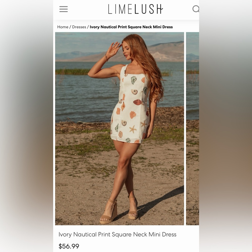 Ivory Nautical Square Neck Mini Dress - NWT!